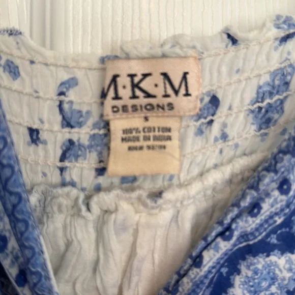 MKM Designs small blue/white cotton summer dress - Picture 3 of 4